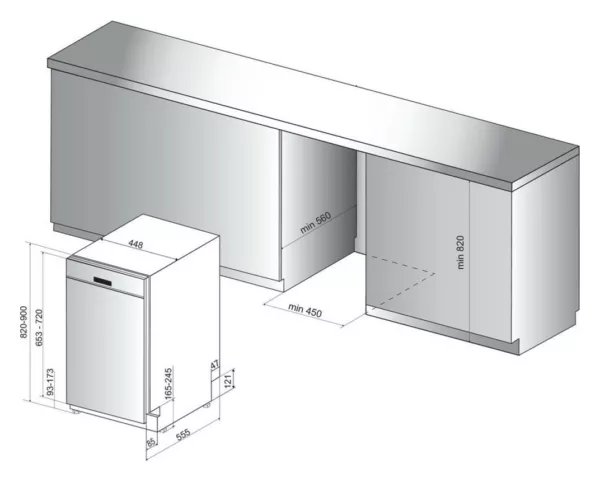 Whirlpool WSBO 3O34 PF X Built-in dishwasher cm. 45 - plated 10 - stainless steel - Image 6