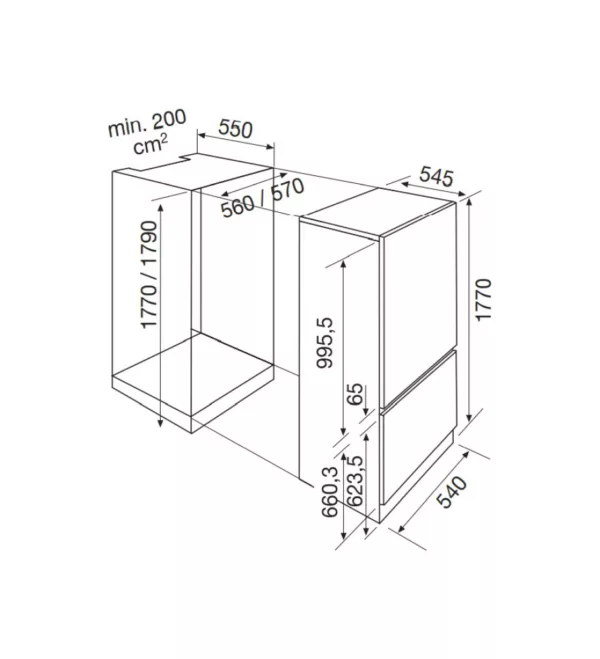 Schock SRI30VA/2 refrigerator with freezer compartment cm. 54 h 177 - according to 256 - Image 5