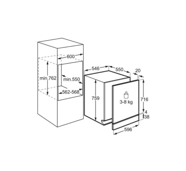 Electrolux KESC5300L Pro Total integrated dishwasher cm. 55 h 76 – 12 place settings – sliding hinges - Image 8