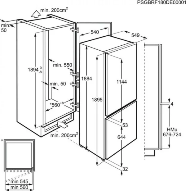 Electrolux ENS6TE19S refrigerator with freezer cm. 55 hours. 188 - according to 273 - Image 8