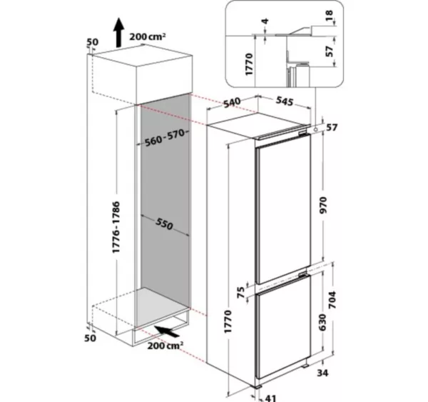 Whirlpool ART 6711 SF2 Built-in refrigerator with freezer cm. 56 h. 178 - according to 275 - Image 4