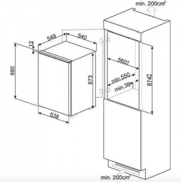 Smeg Design S4F094E Universal Vertical Freezer cm. 55 hours. 88 - 98 liters. - white - Image 2
