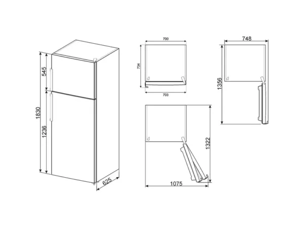 Smeg FD70EN4HM Universal Freestanding refrigerator with freezer cm. 70 hours. 183 - according to 434 - marble effect - Image 3
