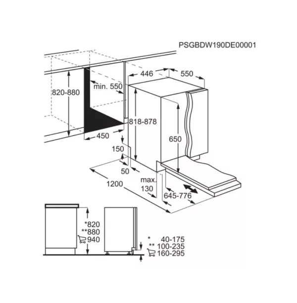 Electrolux KEMC3211L 700 Airdry Maxiflex Total integrated dishwasher cm. 45 - 10 covered - sliding hinges - Image 7