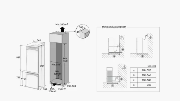 Samsung BRB26600FWW built-in refrigerator with freezer compartment cm. 54 hours 177 - according to 267 - Image 9