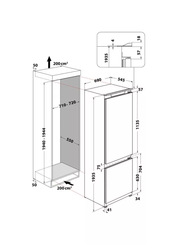 Indesit IND 401 built-in refrigerator with freezer compartment cm. 69 hours. 194 - according to 400 - Image 8