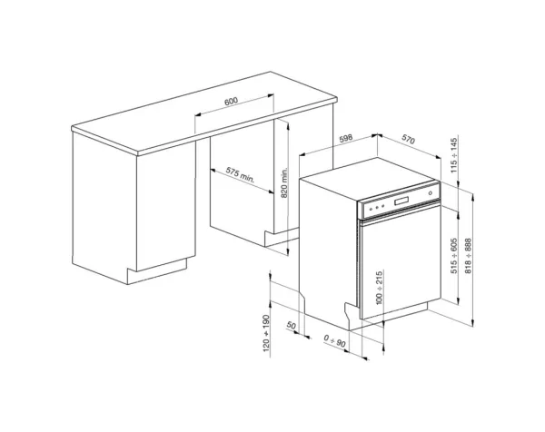 Smeg PL292DX Semi-integrated dishwasher cm. 60 - 13 place settings - front panel made of stainless steel - Image 4