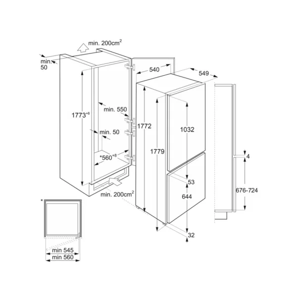 Smeg C4172F built-in refrigerator with freezer compartment cm. 55 hours 177 - according to 268 - Image 2