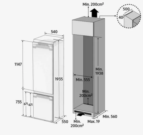 Samsung BRB30705EWW built-in refrigerator with freezer compartment cm. 54 hours 193 - according to 298 - Image 11