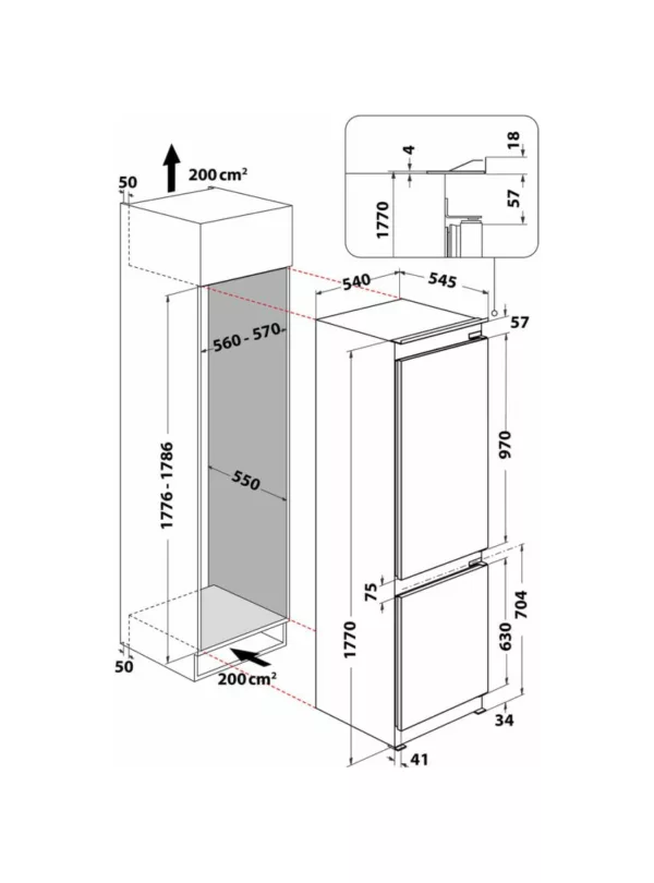 Whirlpool WHC18 T323 built-in refrigerator with freezer cm. 54 hours 177 - according to 250 - Image 8