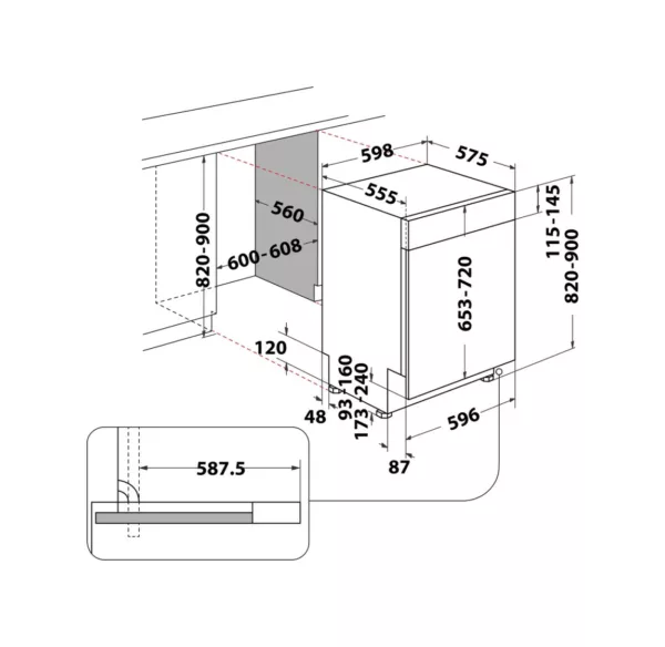 Whirlpool WBC3C34PFX Semi-integrated dishwasher cm. 60 - 14 covered - stainless steel front panel - Image 5