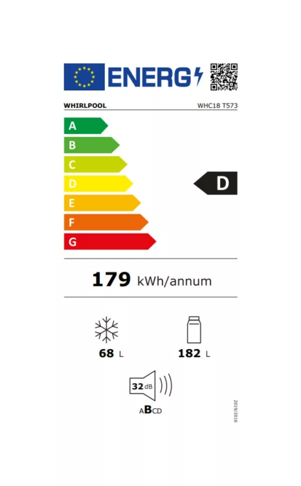 Whirlpool WHC18 T573 built-in refrigerator with freezer cm. 54 hours 177 - according to 250 - Image 9