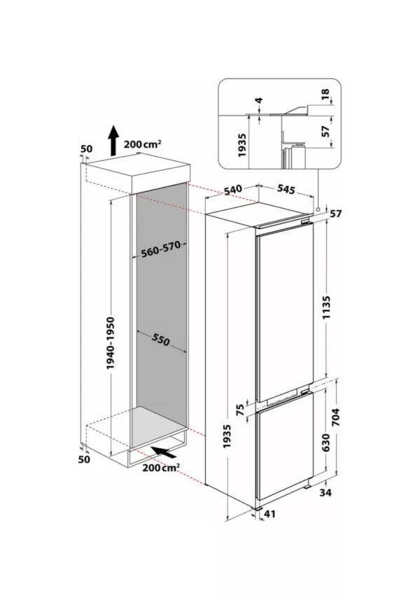 Whirlpool WHC20T352 built-in refrigerator with freezer compartment cm. 54 hours 194 - according to 280 - Image 5