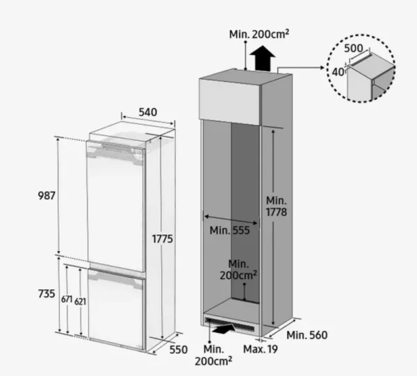 Samsung BRB26715CWW/EF built-in refrigerator with freezer compartment cm. 54 hours 177 - according to 264 - Image 9