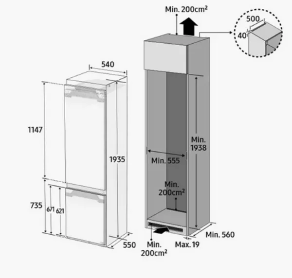 Samsung BRB30603EWW built-in refrigerator with freezer compartment cm. 54 hours 196 - according to 298 - Image 15