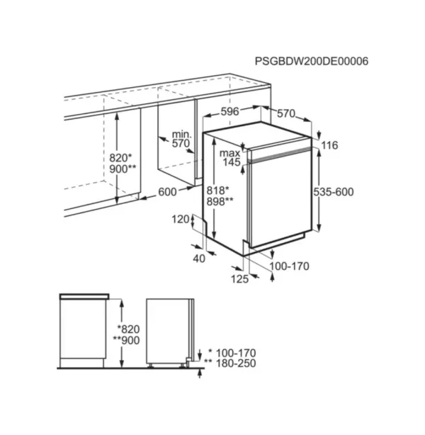 Electrolux EEA47201IK Series 300 Airdry Semi-integrated dishwasher cm. 60 - 13 place settings - front panel made of stainless steel - Image 2
