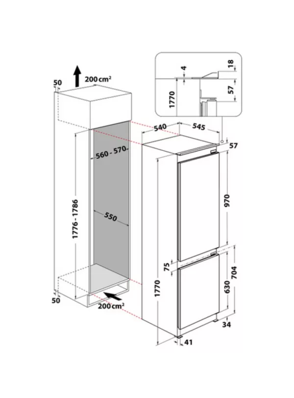 Whirlpool WHC18 T141 built-in refrigerator with freezer cm. 54 hours 177 - according to 250 - Image 7