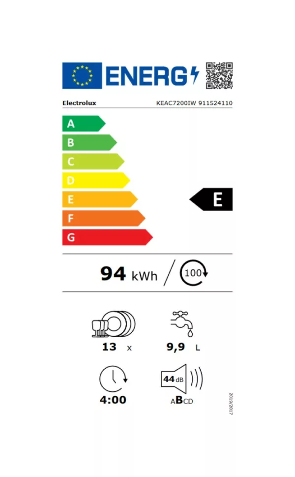 Electrolux KEAC7200IW 300 Part integrated dishwasher cm. 60 - 13 covered - white front panel - Image 5