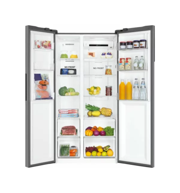 Haier HSR3918ENPG 3 side-by-side refrigerator with freezer compartment - cm. 91 o'clock 178 - l. 528 - silver - Image 5