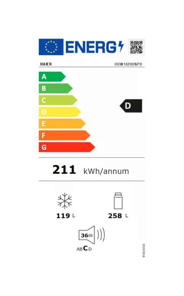 Haier HDW1620DNPD 1 Freestanding refrigerator with freezer cm. 60 h 200 - according to 377 - black - Image 8