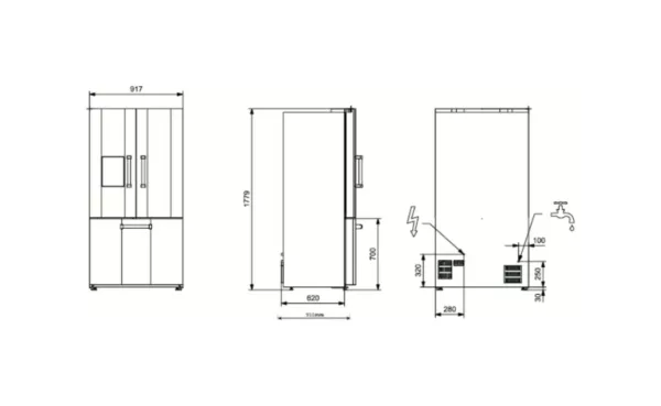 Steel EQFR-9F Enfasi Freestanding refrigerator with french door freezer - cm. 91 hours 178 - lt. 596 - stainless steel - Image 2