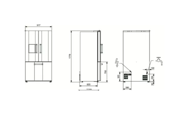 Steel EQFRB-9F NF All Black built-in refrigerator french door with freezer compartment - cm. 91 hours 178 - according to 596 - smoke black - Image 2