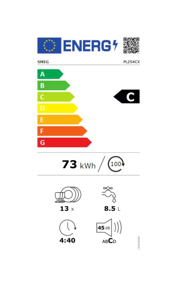Smeg PL254CX Universal semi-integrated dishwasher cm. 60 – 13 place settings – front panel made of stainless steel - Image 12